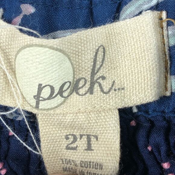 PEEK Skirt Girl's Blue Coral Ocean Pink Embroidered Smocked Pull On Skirt 2T - Picture 2 of 4